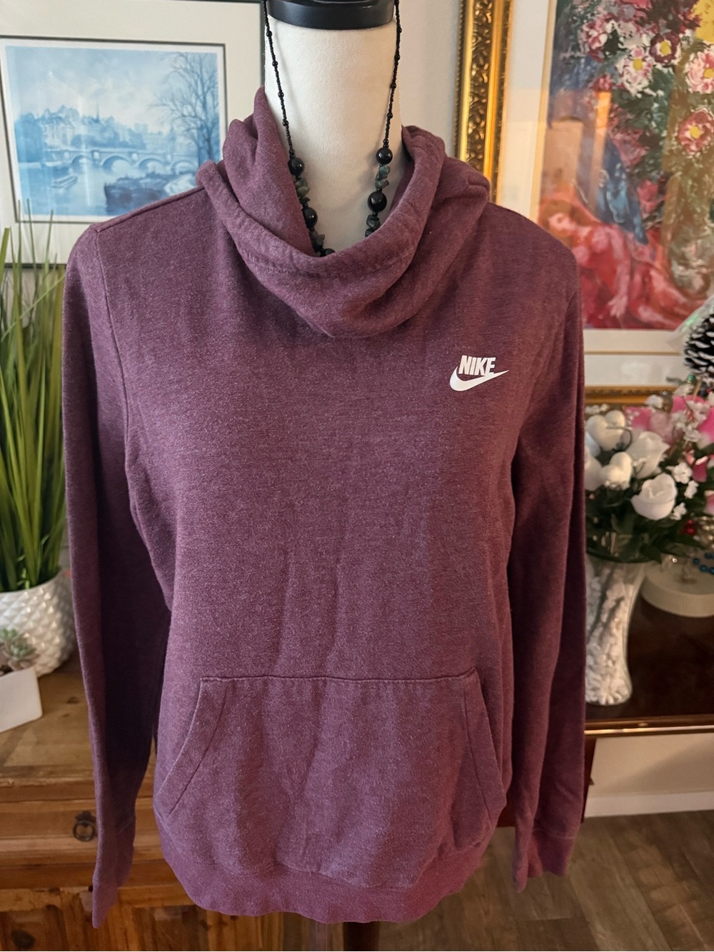 Nike Women's Hooded Pullover Sweatshirt - Plum/Berry